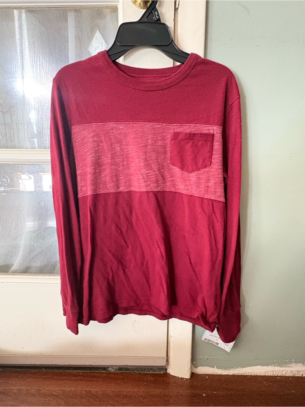 Cat & Jack Kids Long-Sleeve Two-Tone Crewneck Tee - Burgundy